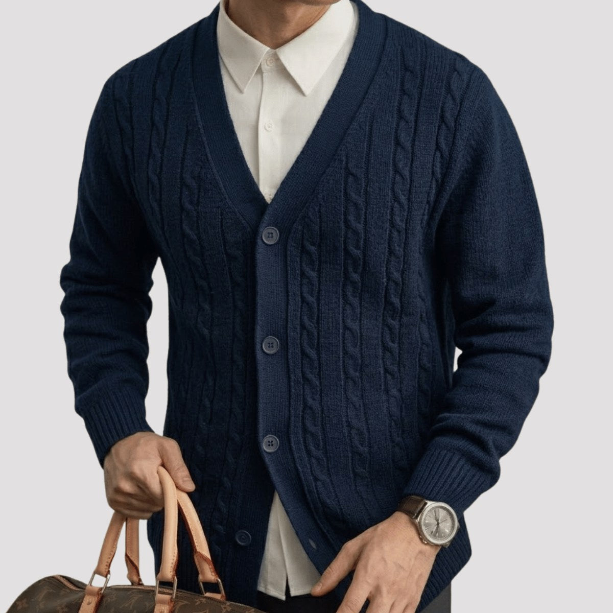 mens-v-neck-cable-knit-cardigan