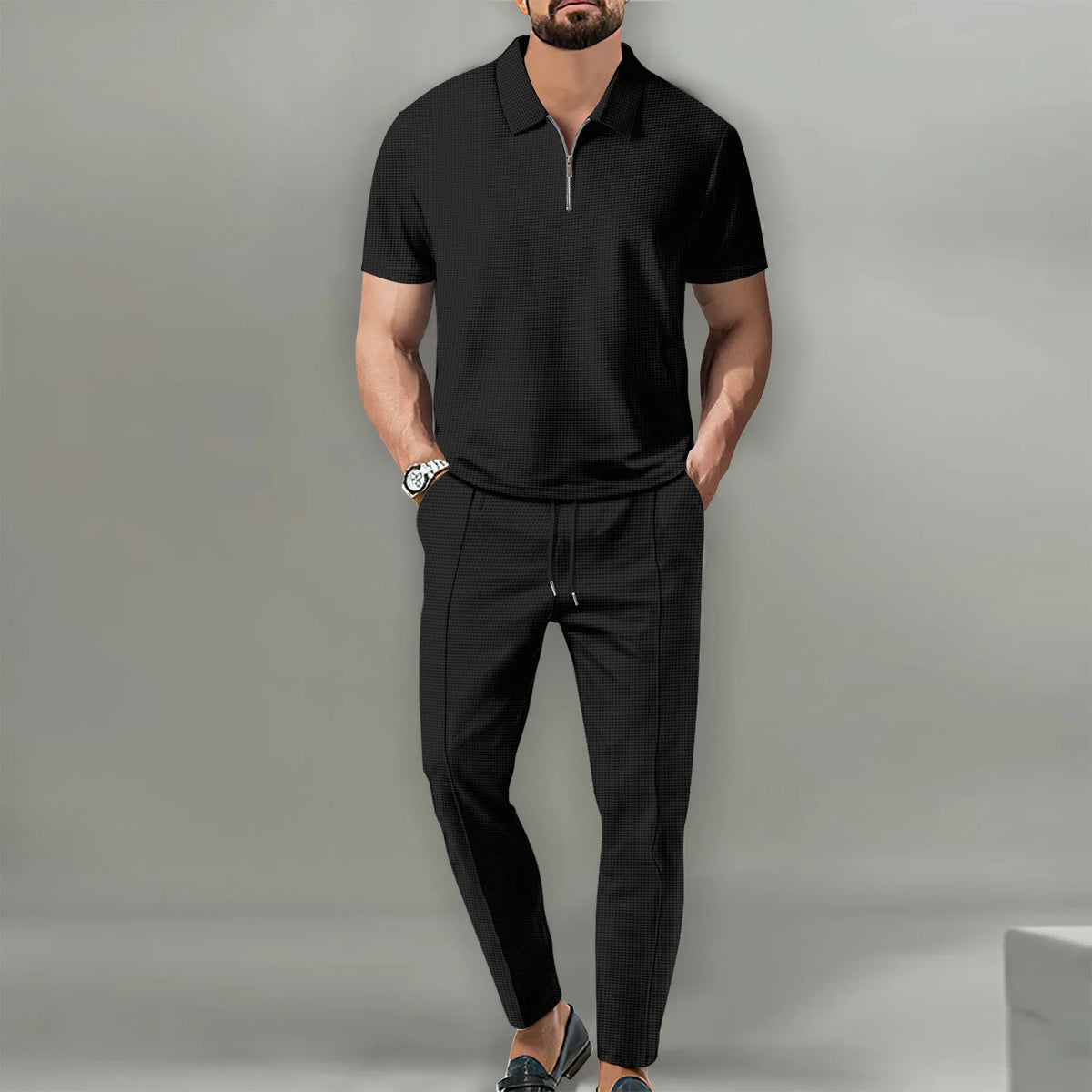 the-mayfair-set-mens-textured-knit-polo-and-trousers