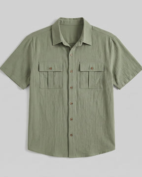 Men's Textured Linen-Mix Short Sleeve Shirt & Trousers Set | The Salcombe