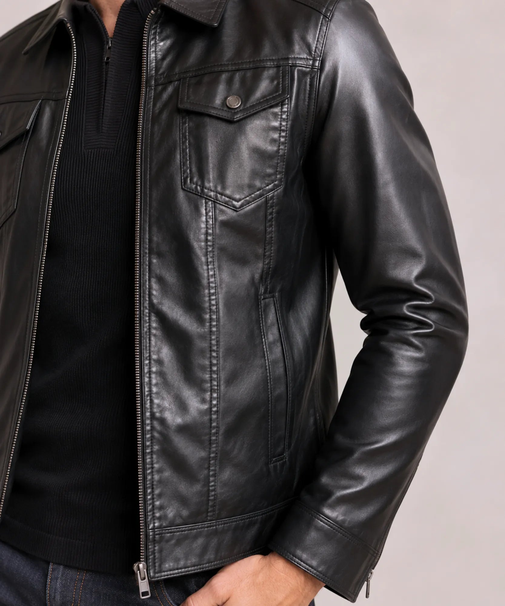 mens-faux-leather-trucker-jacket-carlisle