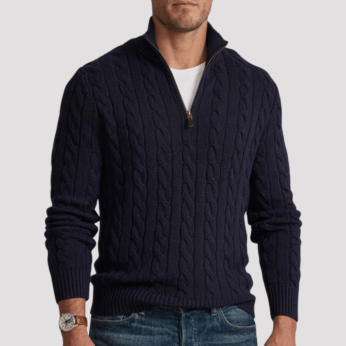 mens-half-zip-cable-knit-jumper-alfriston