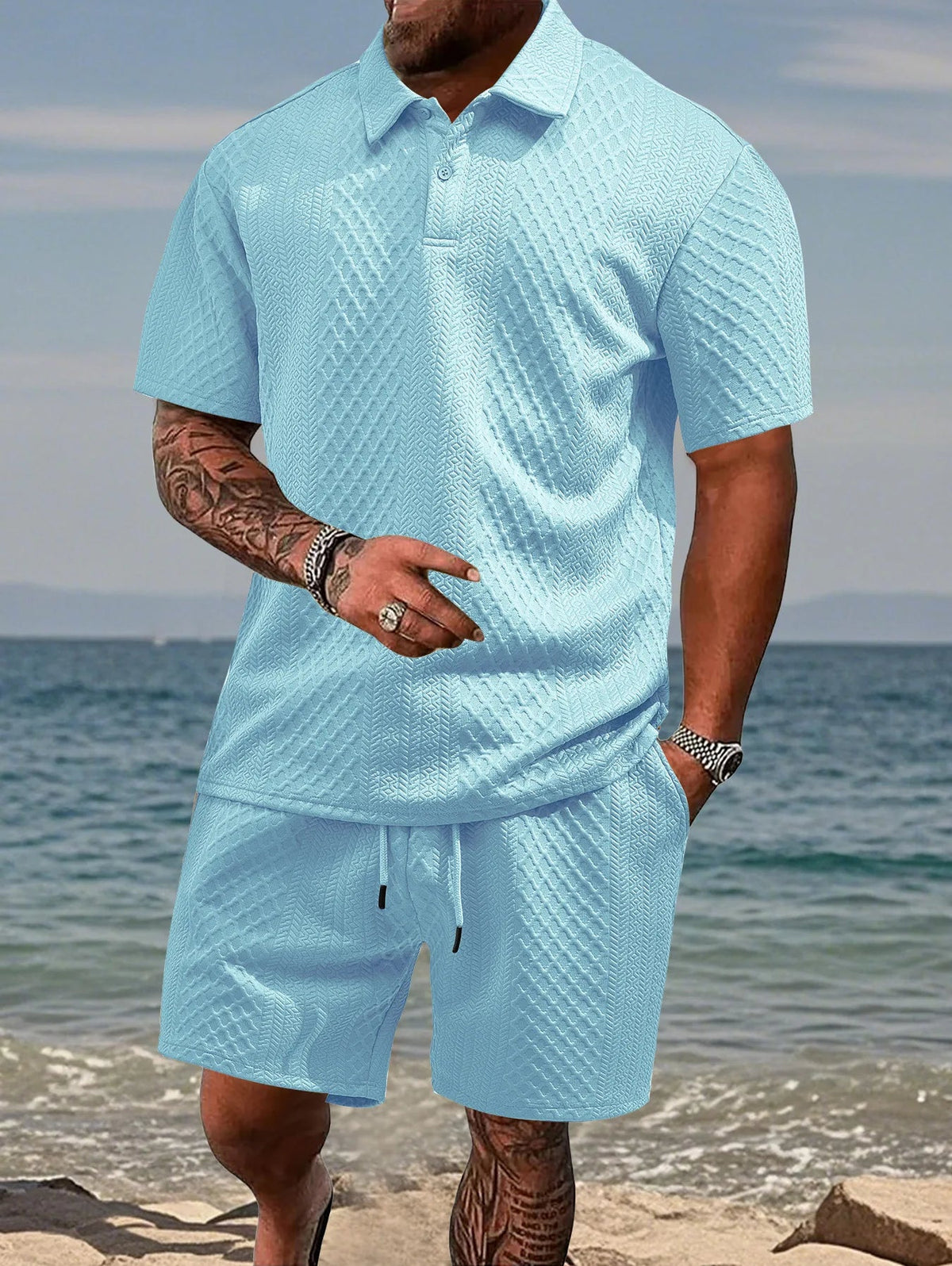 mens-jacquard-knit-polo-shirt-shorts-set-sidmouth