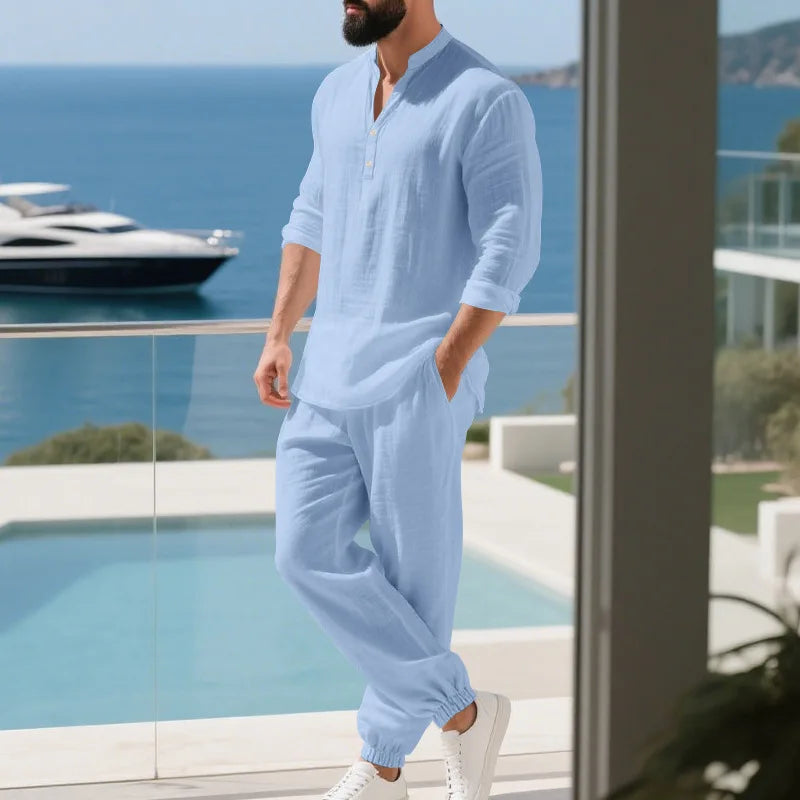 mens-linen-blend-henley-shirt-jogger-trouser-set-the-fowey