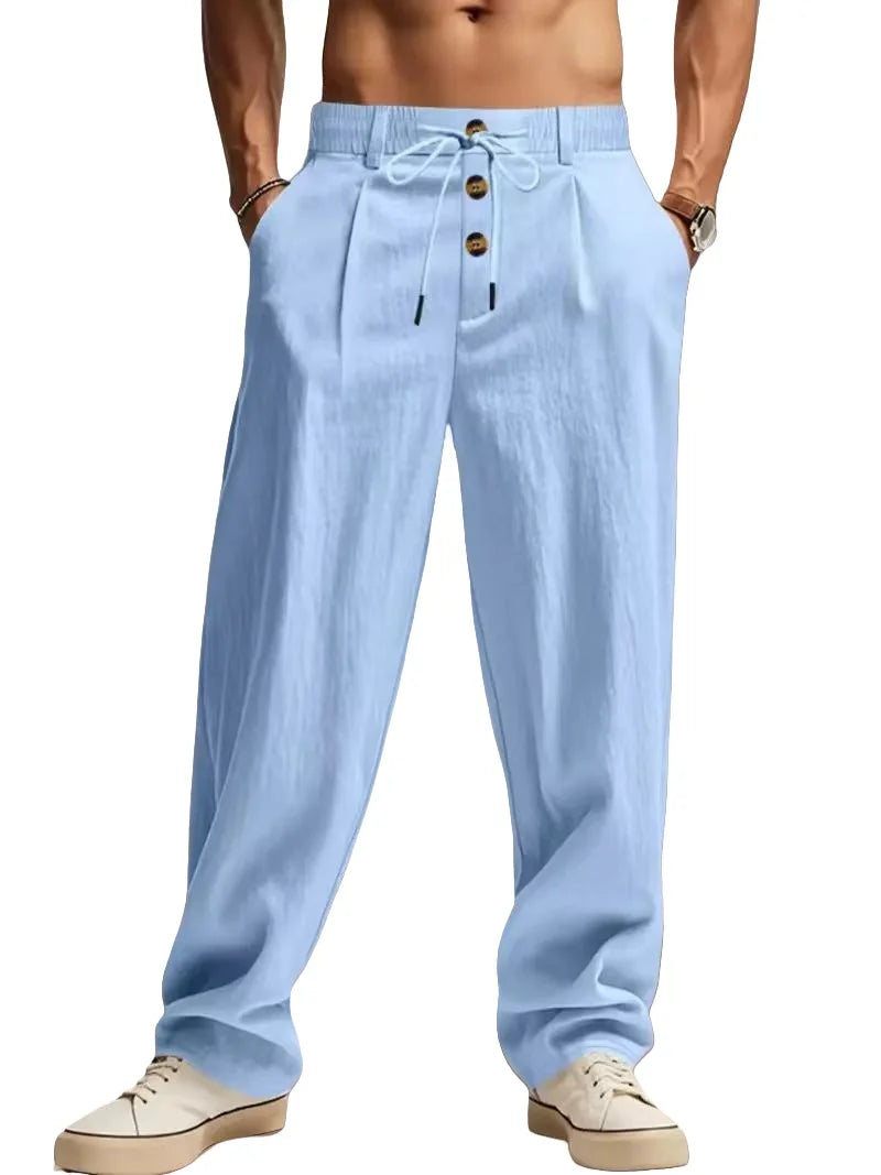 mens-pleated-linen-blend-straight-trousers-bakewell
