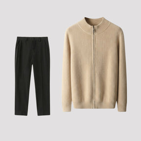 mens-ribbed-knit-zip-cardigan-and-trousers-set