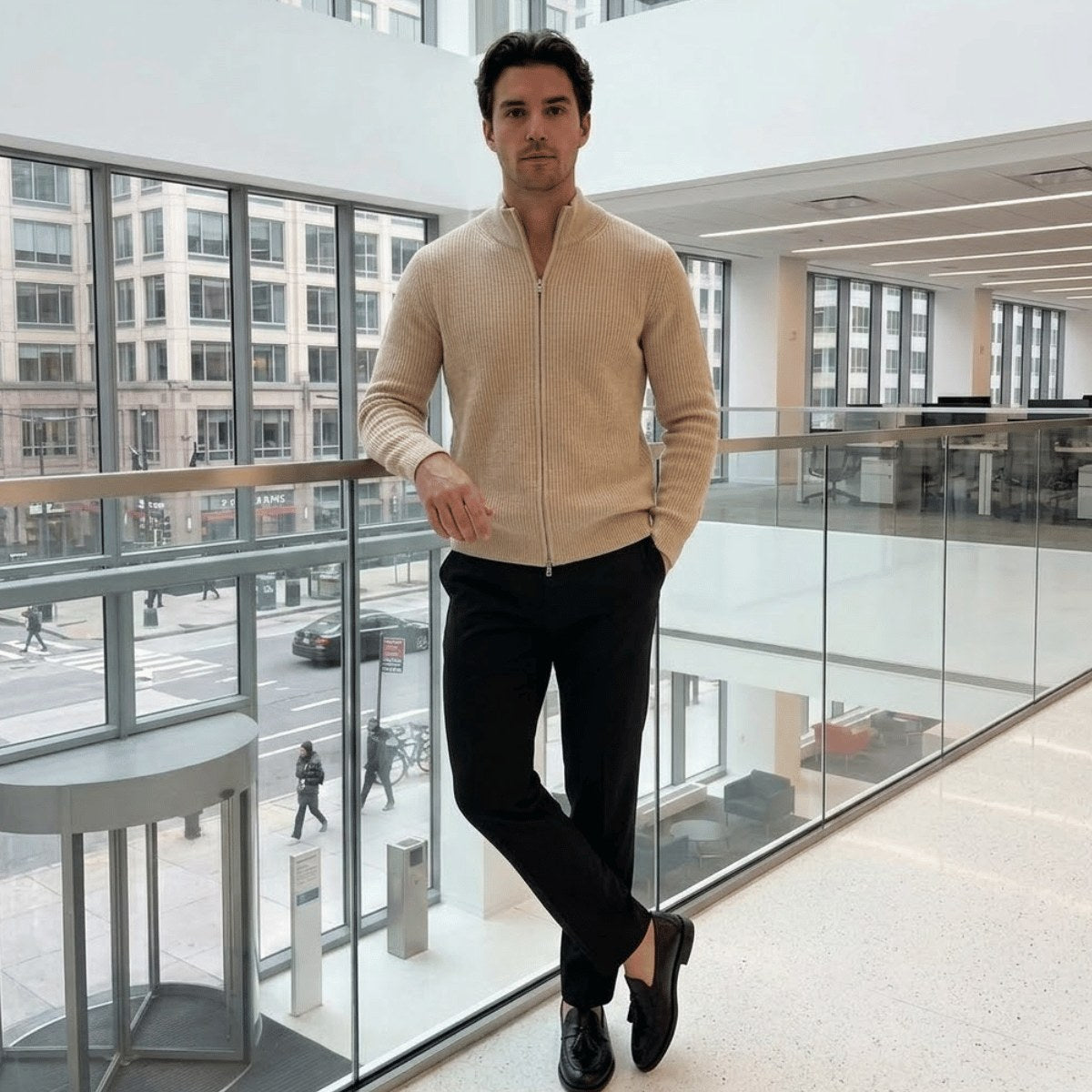 mens-ribbed-knit-zip-cardigan-and-trousers-set