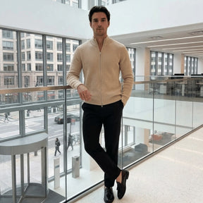 mens-ribbed-knit-zip-cardigan-and-trousers-set