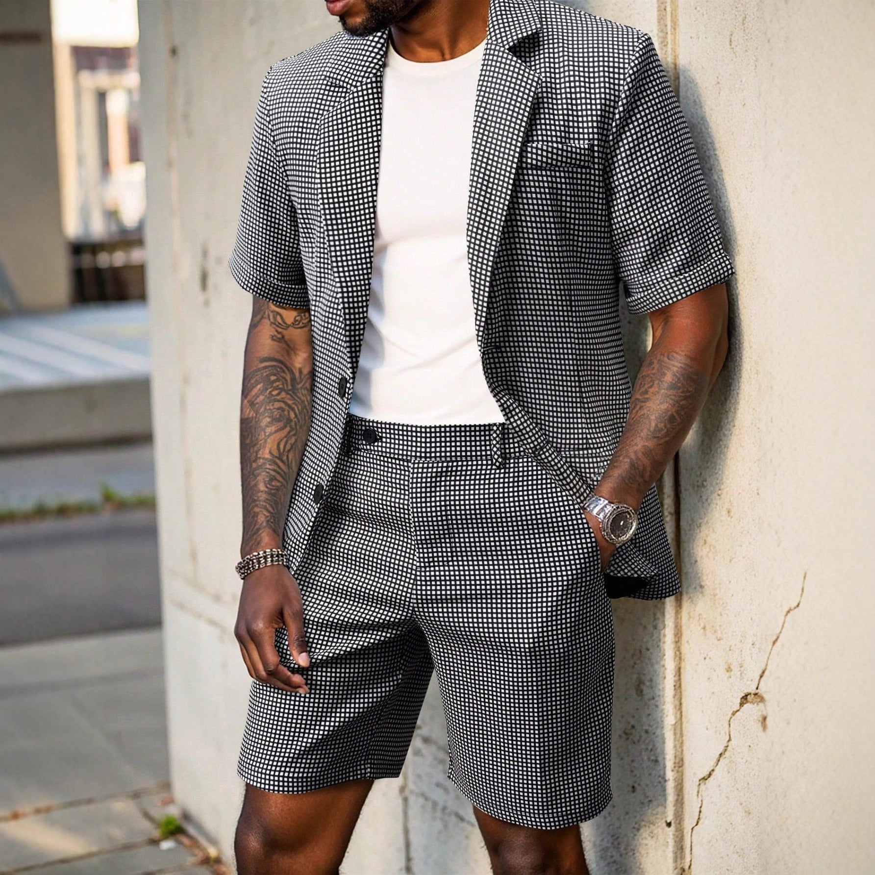 mens-short-sleeve-check-blazer-and-shorts-co-ord-set-ravello