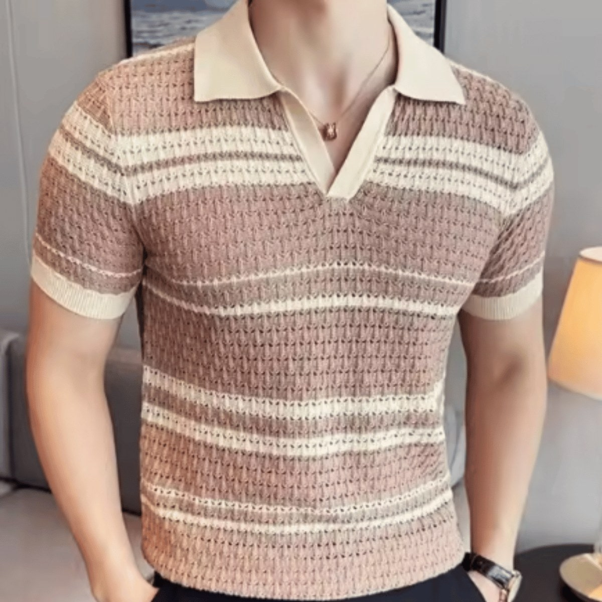 mens-short-sleeve-open-collar-knitted-polo-shirt-bordighera