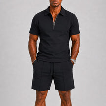 mens-short-sleeve-zip-polo-shirt-shorts-coord-set-formentera