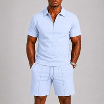 mens-short-sleeve-zip-polo-shirt-shorts-coord-set-formentera
