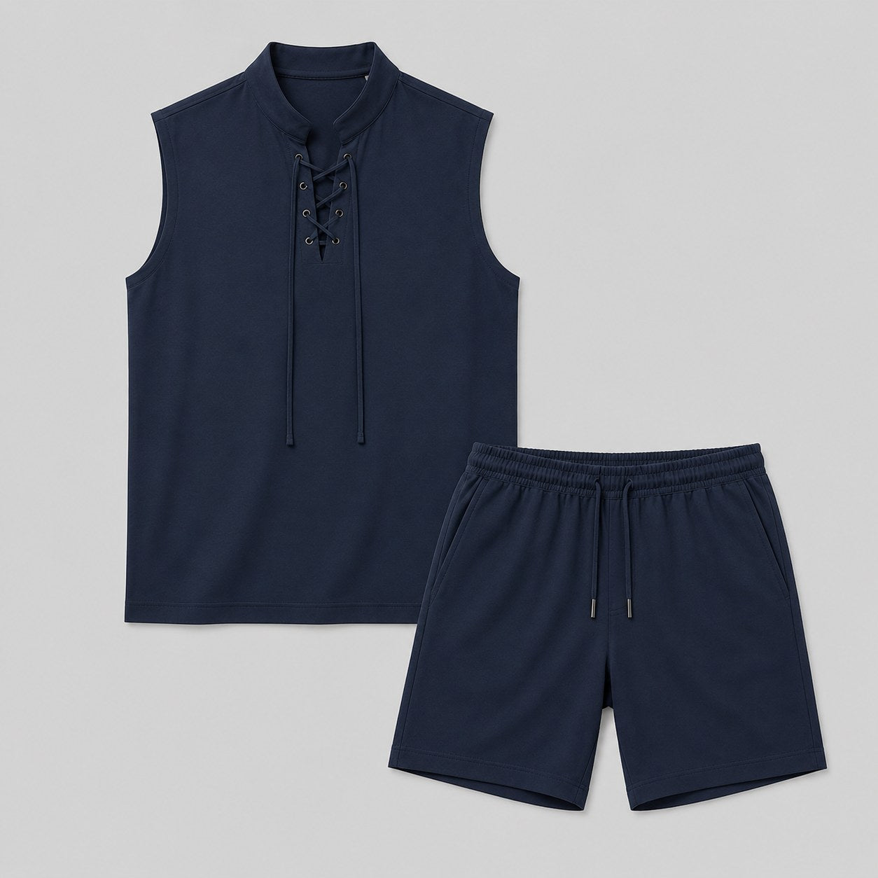 mens-sleeveless-lace-up-top-shorts-co-ord-set-positano