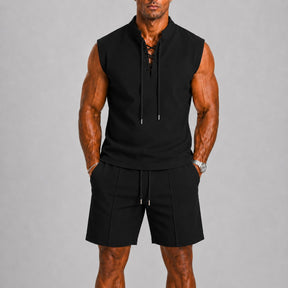 mens-sleeveless-lace-up-top-shorts-co-ord-set-positano