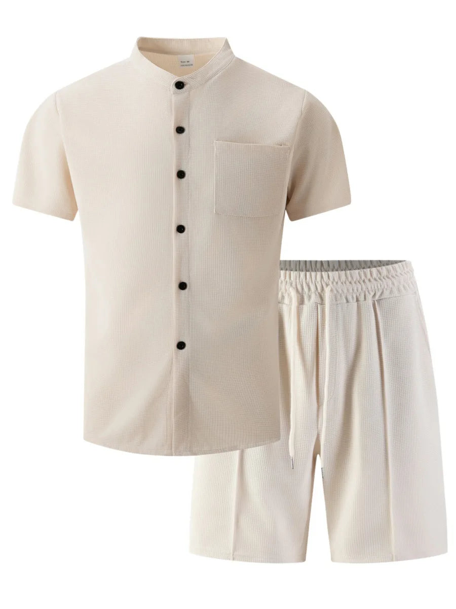 mens-waffle-knit-polyester-shirt-and-shorts-co-ord-set-the-sifnos