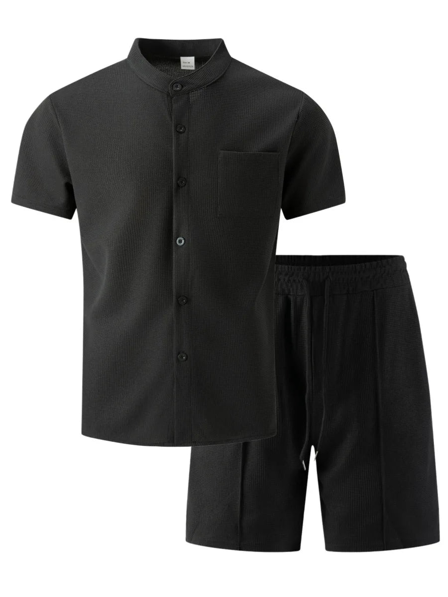 mens-waffle-knit-polyester-shirt-and-shorts-co-ord-set-the-sifnos
