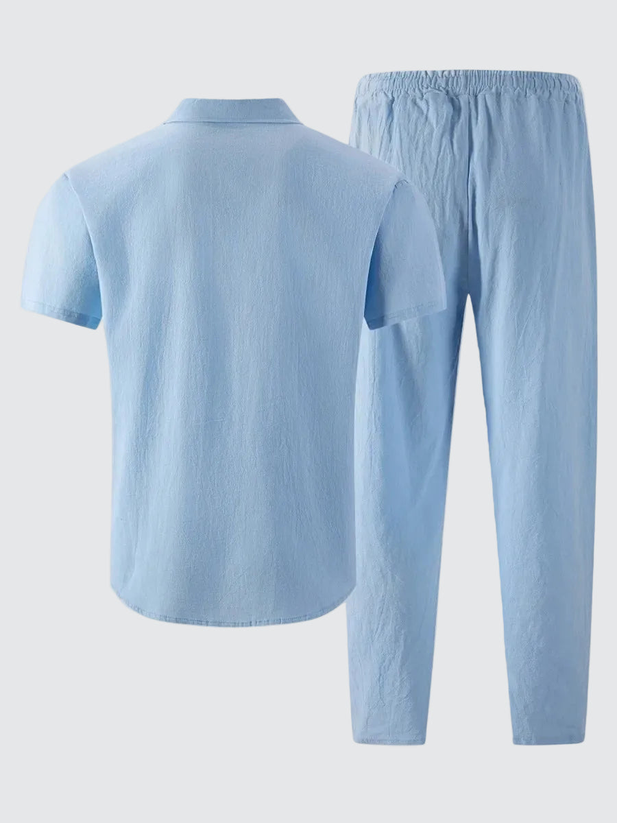 mens-textured-linen-mix-short-sleeve-shirt-trousers-set-the-salcombe