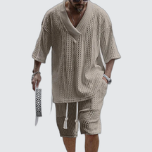 Men's Textured V-Neck Resort Set | The Notting Hill