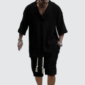 Men's Textured V-Neck Resort Set | The Notting Hill