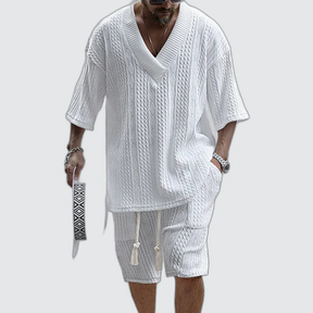 Men's Textured V-Neck Resort Set | The Notting Hill