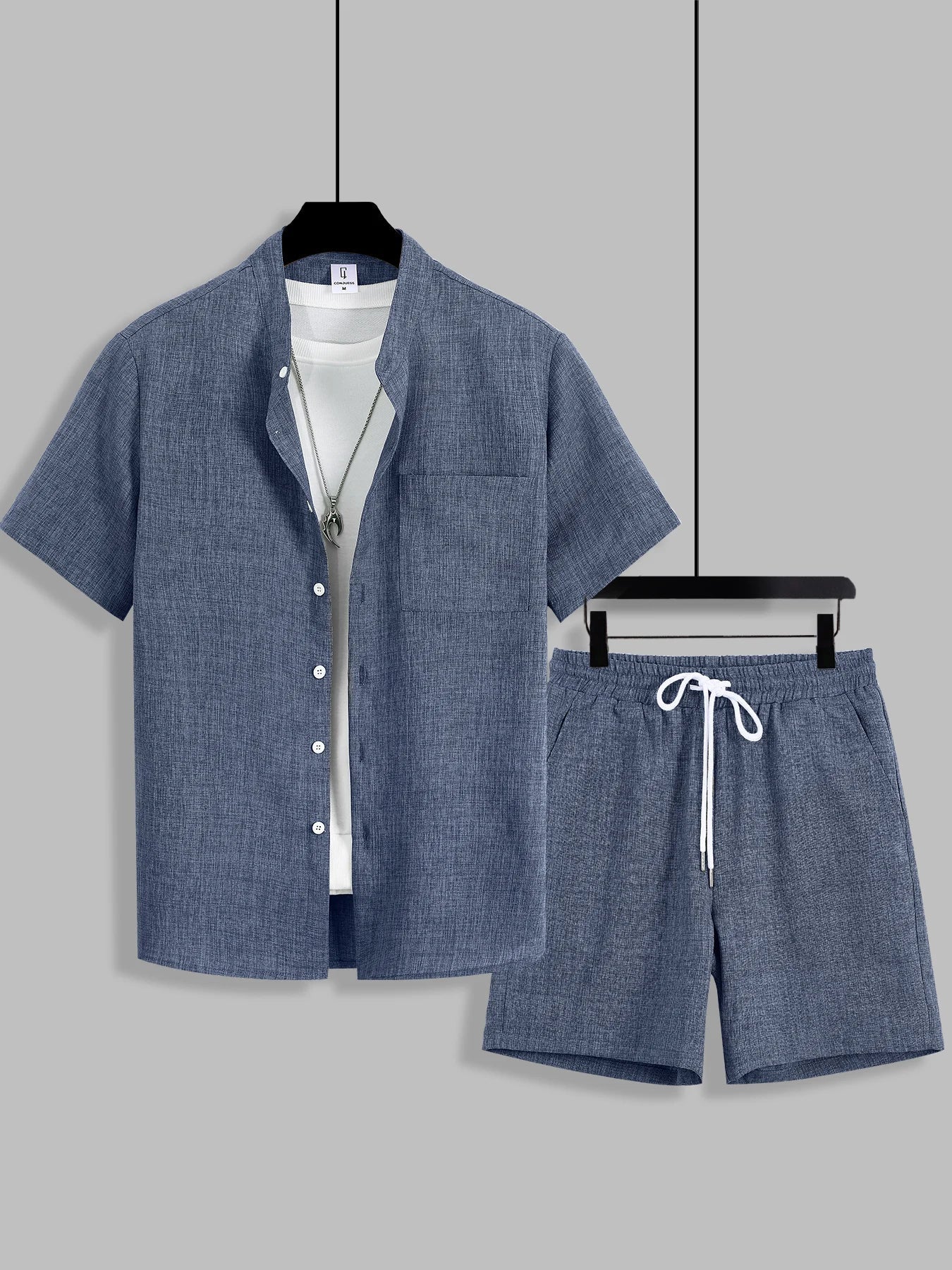 mens-textured-woven-shirt-shorts-set-the-beaulieu