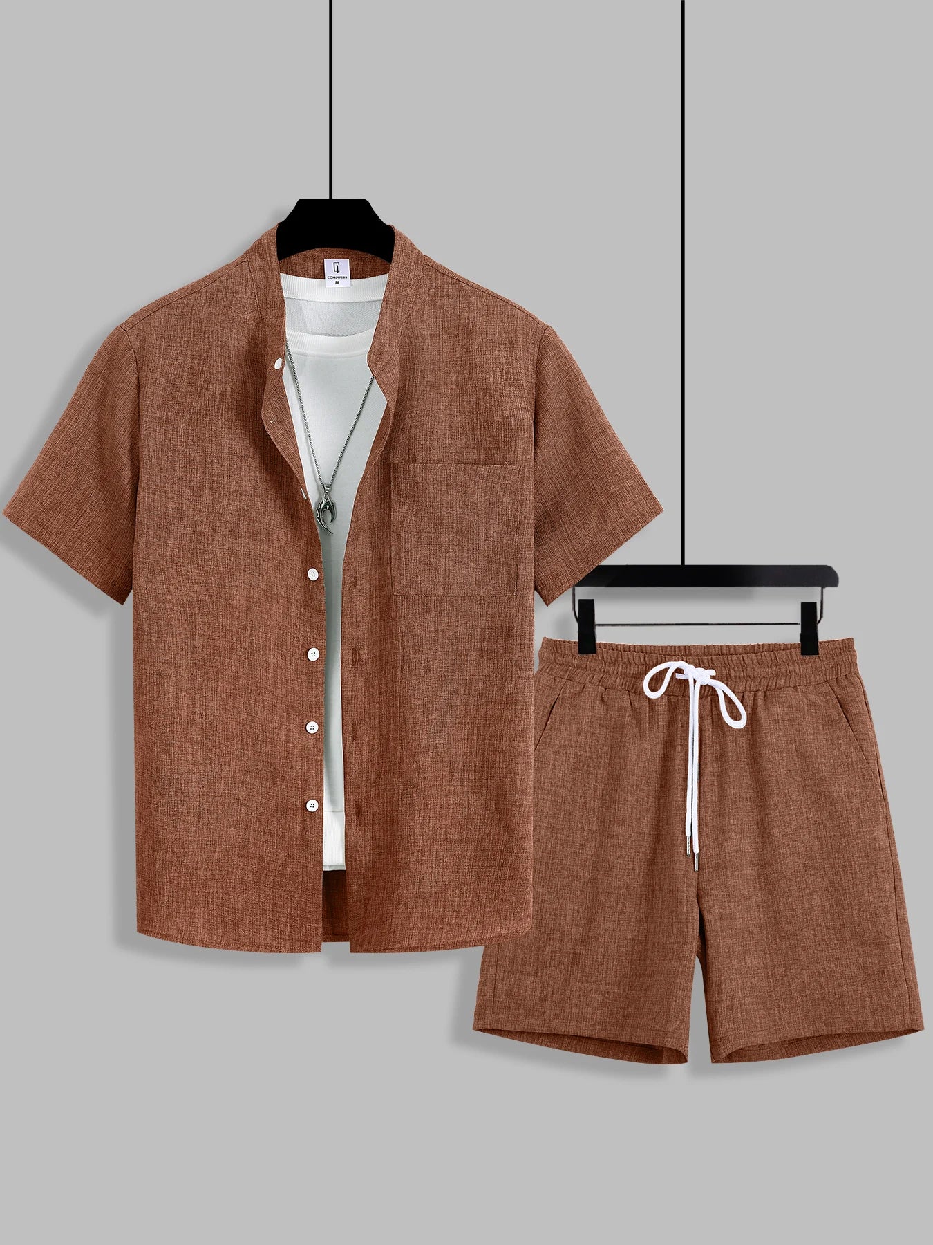 mens-textured-woven-shirt-shorts-set-the-beaulieu