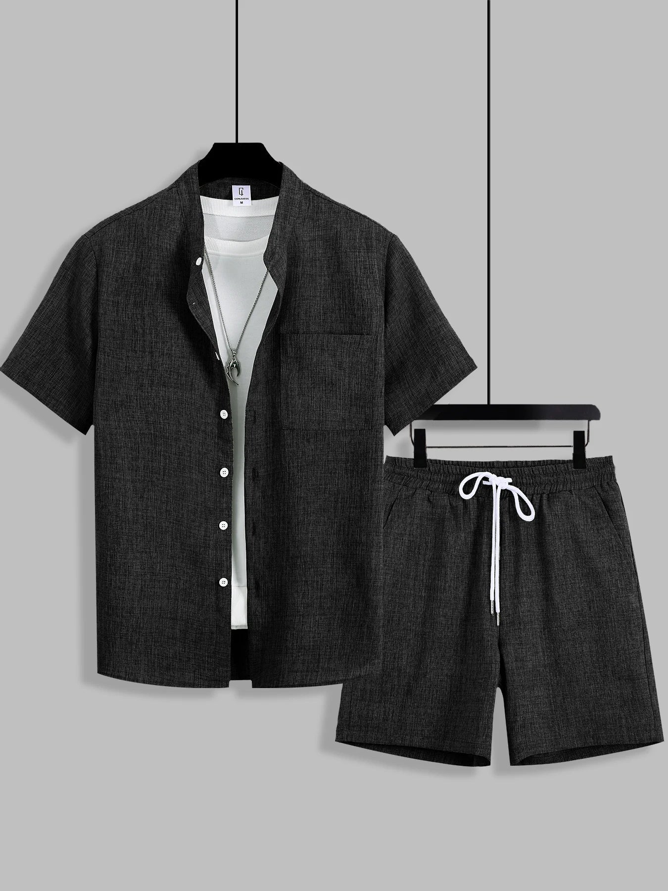 mens-textured-woven-shirt-shorts-set-the-beaulieu
