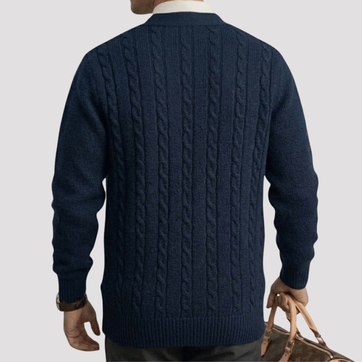 mens-v-neck-cable-knit-cardigan