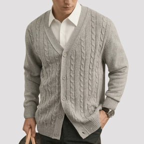 mens-v-neck-cable-knit-cardigan