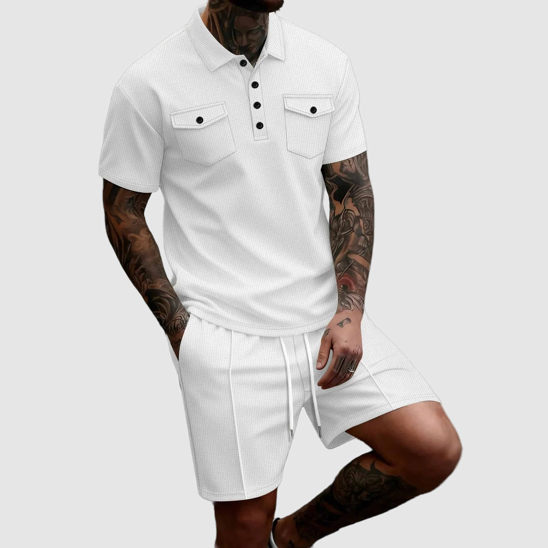mens-waffle-knit-polo-and-shorts-set-the-haggerston