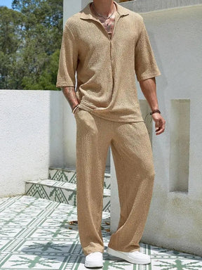 mens-waffle-knit-polo-shirt-trouser-set-padstow