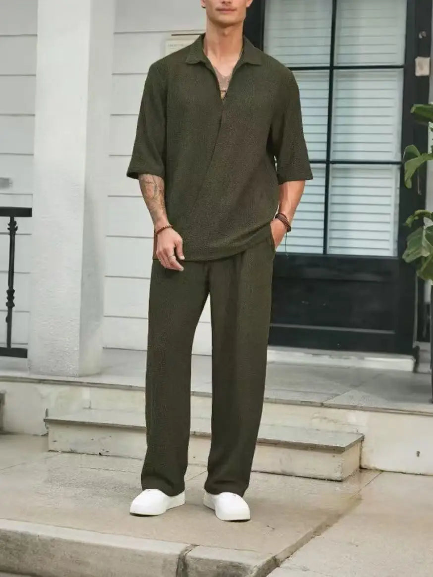 mens-waffle-knit-polo-shirt-trouser-set-padstow
