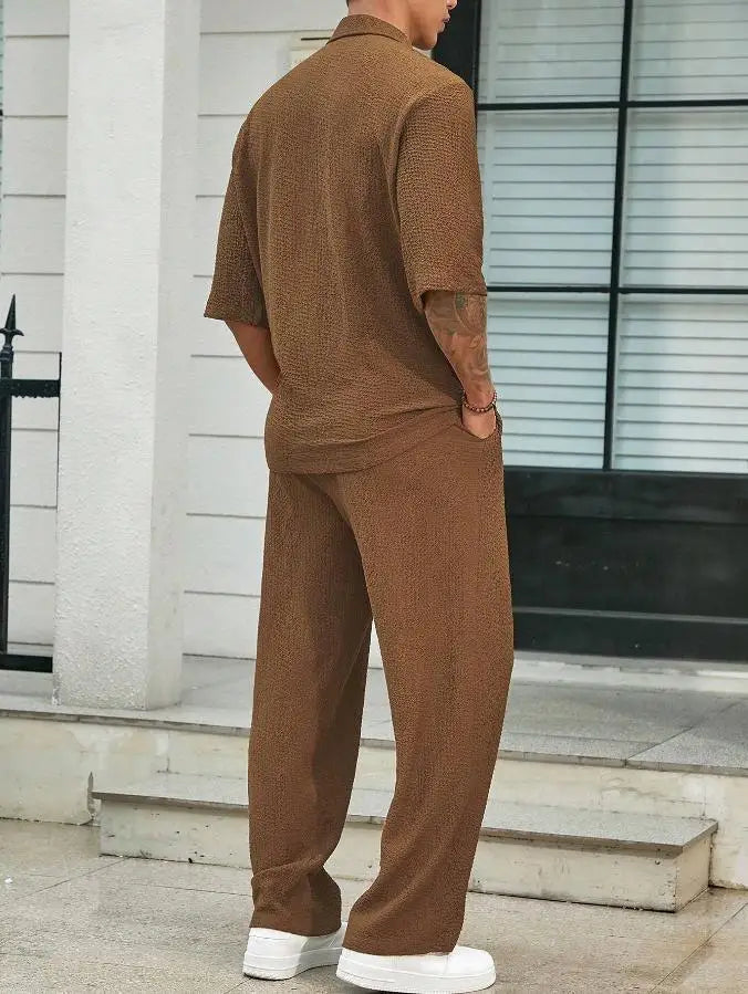 mens-waffle-knit-polo-shirt-trouser-set-padstow