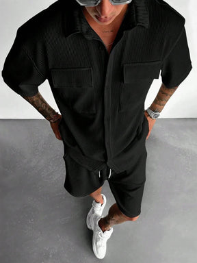 mens-waffle-knit-short-sleeve-shirt-shorts-set-blackheath